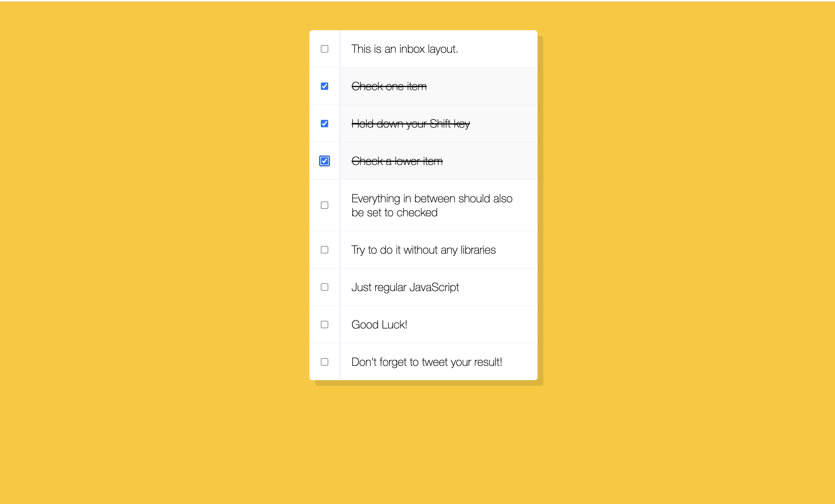 Day10 Hold Shift and Check Checkboxes